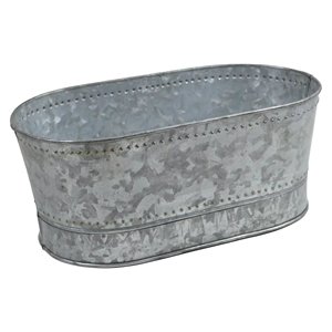 <strong>New</strong> Galvanized Metal Flower <strong>Planters</strong> With Wood Handle for Farmhouse Outdoor Garden Decoration Oval Flower <strong>Planters</strong> - Product Image 3