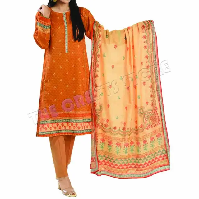 Nuevo diseño de ropa de fiesta señoras trajes pesados Anarkali trajes 3 piezas césped Shalwar Kameez colores personalizados