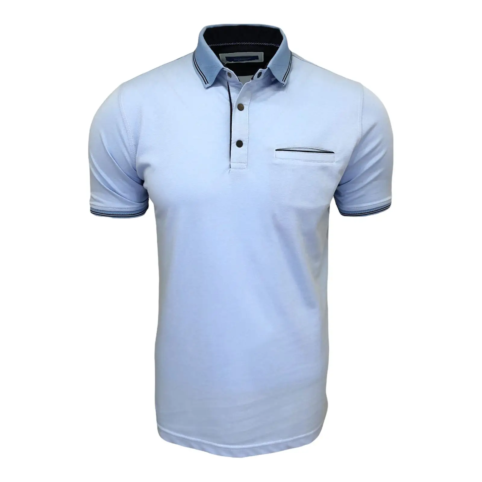 Camiseta con bolsillos para hombre, Polo azul de alta calidad, 100% algodón, 50 poliéster, temporada 2022, venta al por mayor