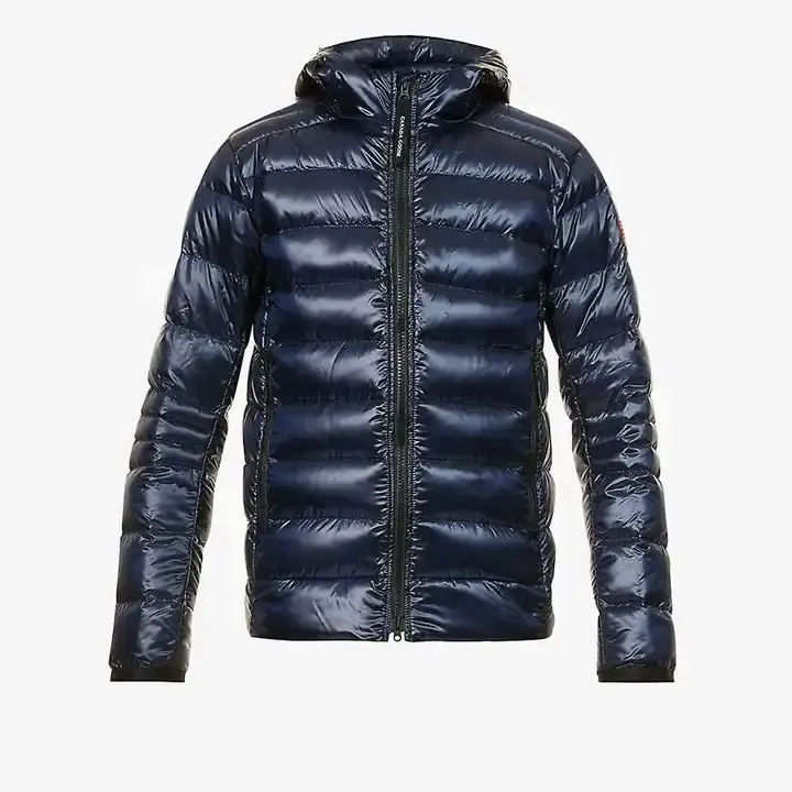 Logotipo personalizado de gran tamaño de los hombres de la burbuja de invierno azul de encargo de los hombres brillante Puffer chaqueta con capucha de diseñador pesado Puff acolchado abrigo Oem