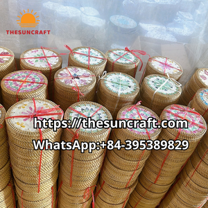 高品质天然开斋月假日圆形藤条拖把托盘带手柄套装储物装饰托盘 - Product Image 6