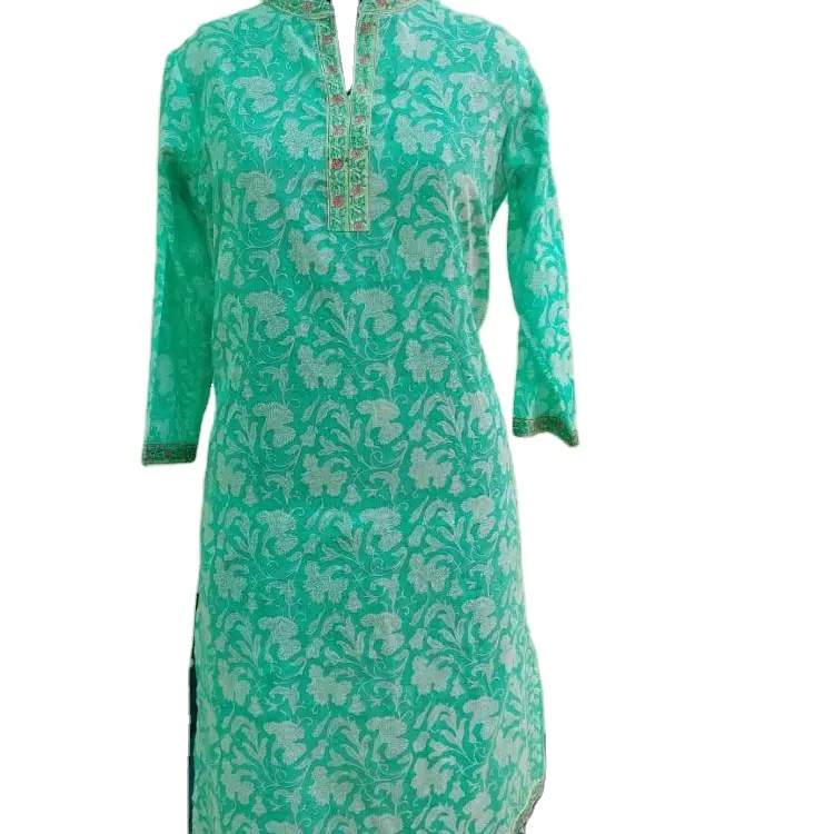 긴 인도 kurti 손 블록 kurta 수제 탑 Kurta