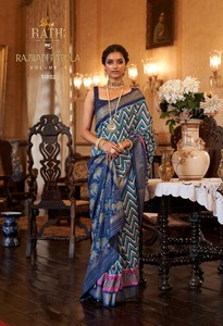 Tasarımcı düğün kıyafeti Rajwadi pürüzsüz Patola ipek Saree tasarımcı iş sınırında ve çekici Pallu üreticisi - Product Image 2