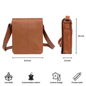 Premium Pebbled Leather Messenger Bag para Homens Crossbody Personalizado com YKK Zipper Bolsa De Ombro De Couro Genuíno para Viagens De Negócios
