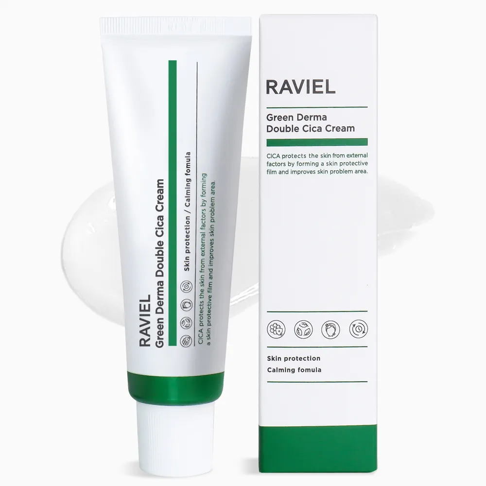 RAVIEL Green Derma Double Cica Cream super moisturizing cream nourishes  comfort soothes the skin whitening preventing aging