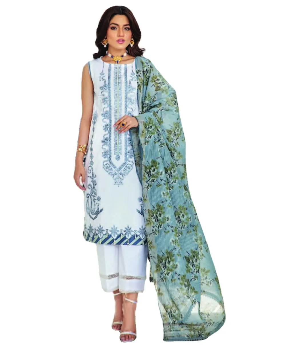 Setelan pakistan untuk wanita katun swiss/rumput di pakistan salwar kameez gaun musim panas wanita pakaian gaya Islam