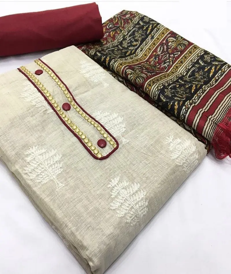 Estilo indiano e paquistanês Mais Recente Designer Khadi Algodão com impressão Chanderi Linda Dupatta Salwar Kameez Suit para As Mulheres