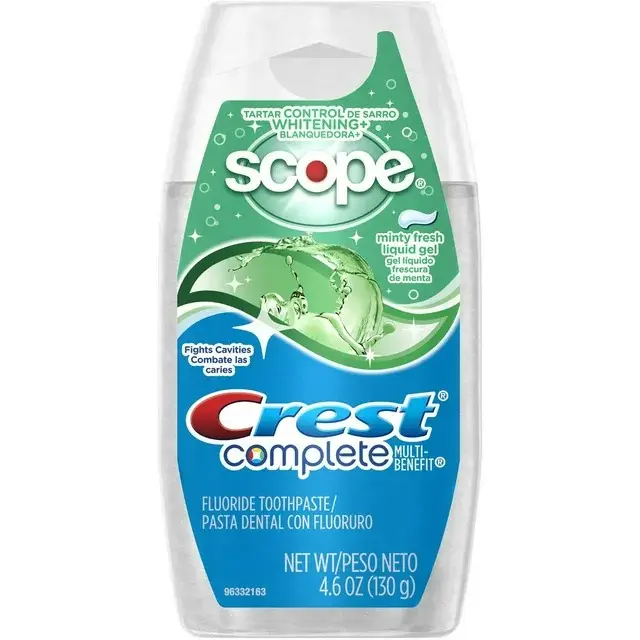 Crest Whitening Plus Scope Toothpaste Liquid Gel, Minty Fresh 4.60 oz (Pack of 2)