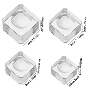 Şeffaf cam kare kristal top teşhir tabanı Dimple kare küp top standı süs küre taban mermer taş ekran - Product Image 4