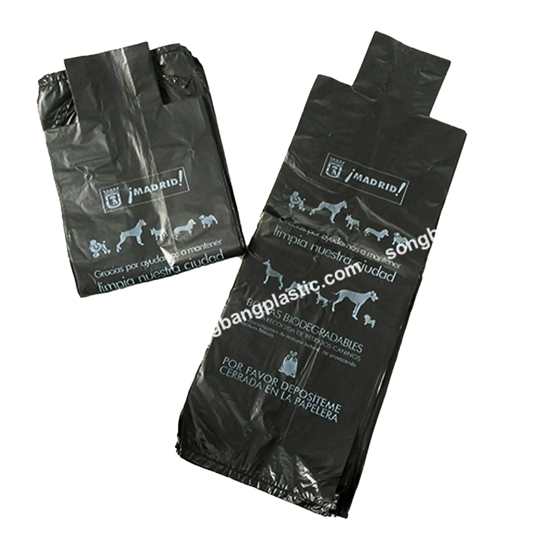 Bolsas de basura de color negro con impresión de logotipo personalizado, bolsas de basura para fabricación de mascotas, empresa en Vietnam