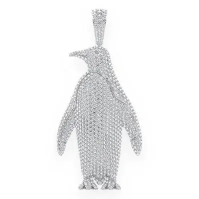 Collana Hip Hop in argento 925 con ciondolo a forma di diamante VVS Moissanite ciondolo pinguino personalizzato con Design 3D animale carino