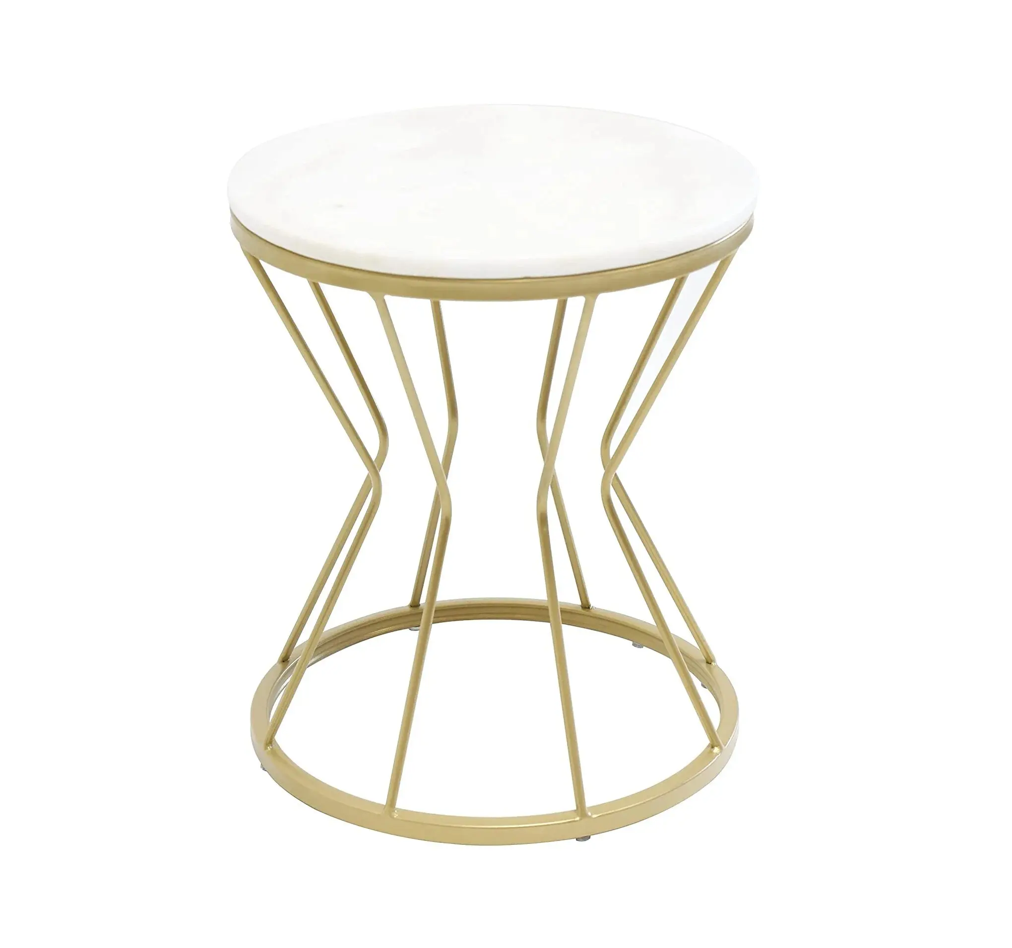 طاولة مدورة صغيرة حديثة ذهبية مع قاعدة معدنية من الفولاذ المقاوم للصدأ مع طاولة جانبية من الرخام لغرفة المعيشة أثاث منزلي