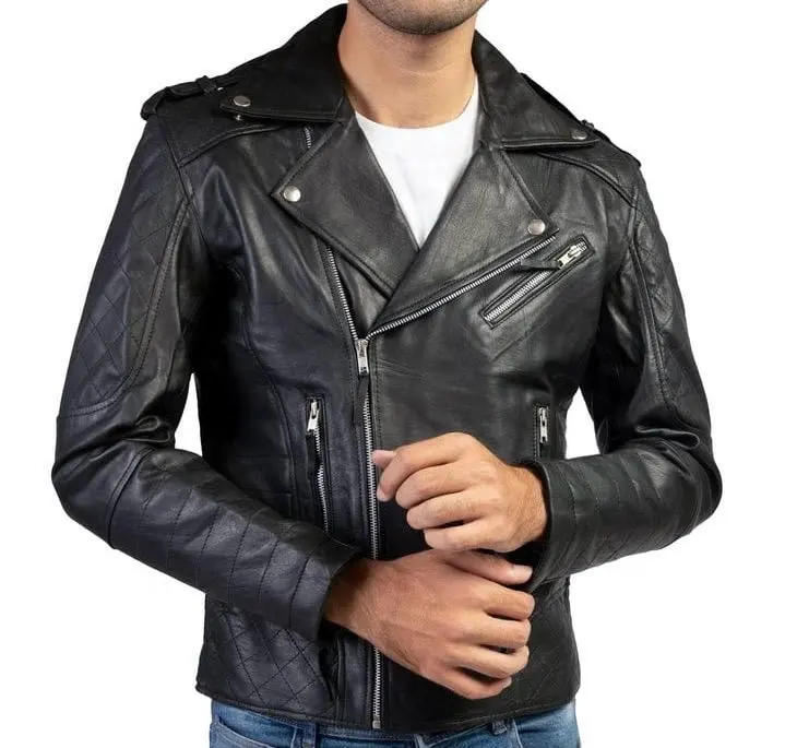 Recién agotado, ideal de moda, pegadizo, completamente hecho a pedido, chaqueta de piel de vaca estilo motociclista para hombres y mujeres.