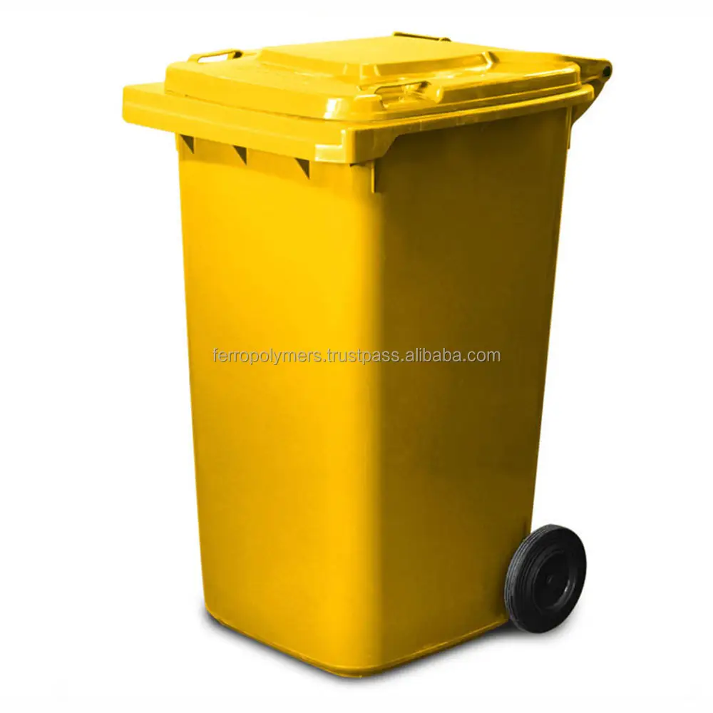 Cubo de basura público de plástico amarillo de alta calidad cubo de basura con Pedal cubo de basura de plástico cubos de basura inteligentes para exteriores