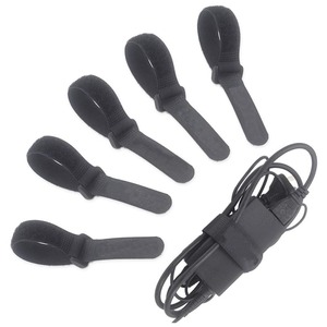 Bucle y gancho de nailon de color negro, sujetadores de brida, correa elástica, gestión de cables de oficina personalizada, gancho y correa de bucle