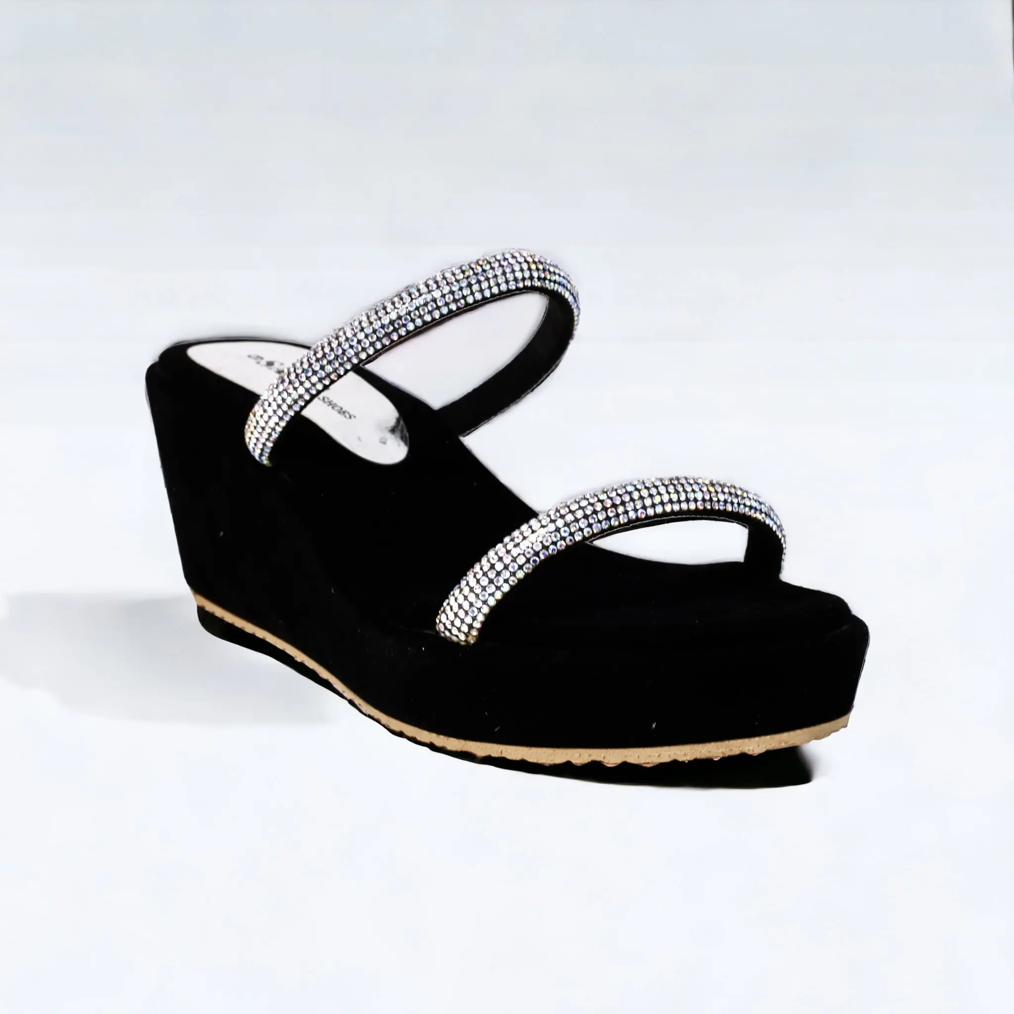Yüksek kaliteli köpüklü yapay elmas ağ yumuşak takozlar: konfor ve Glamour bayan ayakkabı ile tarzınızı yükseltin