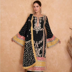 אנטרה אורח חיים נשים מסיבה ללבוש salwar kameez עם רצף רקמת צ 'ינון כבדה ועבודת קידוד