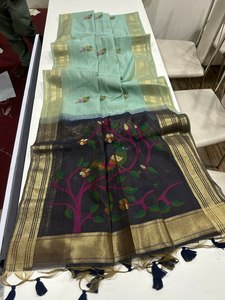 Banarasi Phong Cách Tinh Khiết Mềm Muga Cotton Với Màu Sắc Đầy Đủ resham Dệt Jamdan Pallu Làm Việc Một Phút Vải Saree Áo Truyền Thống - Product Image 5