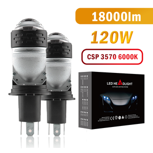 Led far tak ve çalıştır araba Led ampuller 120W 18000LM yüksek düşük Bi projektör Lens araç aydınlatma sistemi, H4 Led far camı - Product Image 4