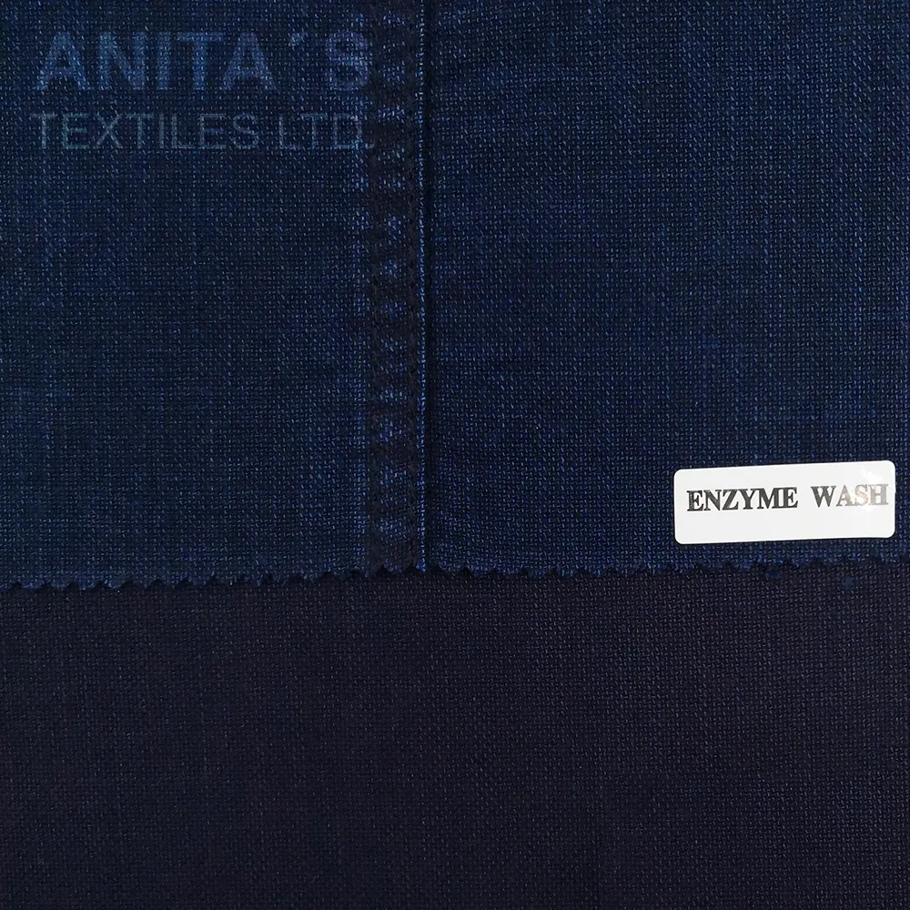In stock 100% Cotton Yarn Dyed Woven Fabric Slub Indigo for Mens Shirting