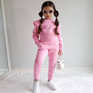 卸売フーディーキッズ冬服セットパーカートラックスーツフーディーロングパンツ2ピース男の子と女の子ジョギングセット