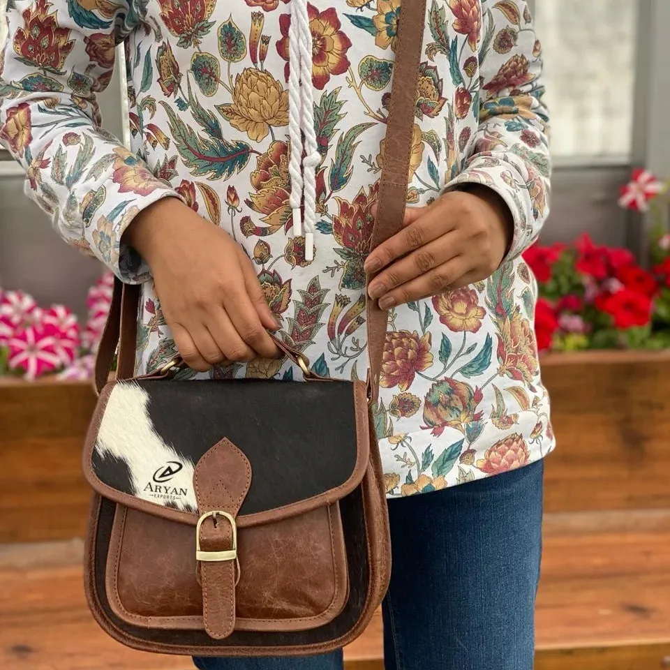 Tas tangan kulit sapi asli baru tas selempang bergaya laris tas selempang bahu bergaya Barat untuk wanita