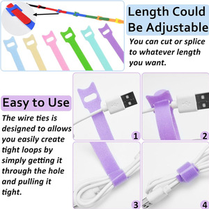 Custom Length Hook and <strong>Loop</strong> Cable Ties Reusable Fastening Cable Ties Organizer Hook and <strong>Loop</strong> Wire Ties Cable <strong>Cord</strong> Management - Product Image 5