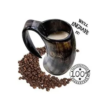 Cuerno natural Taza de cuerno vikingo original para beber-100% Taza de jarra de cuerno de cerveza auténtica de Silver Craft