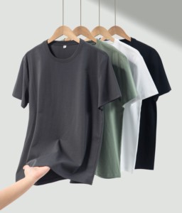 高品质210克男式t恤凉爽透气领设计可定制短款针织面料 - Product Image 2