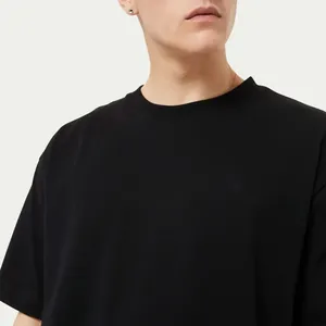 定制高品质重磅棉o领男式t恤基本韩版设计长款基本空白 - Product Image 2