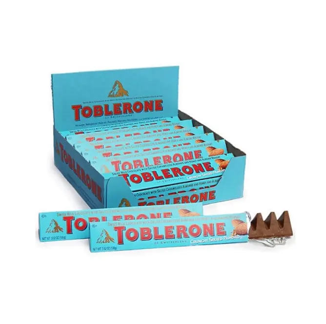 Barra OFICIAL Toblerone Chocolate con Leche, elaborada con Chocolate Suizo con Leche a precio Mayorista