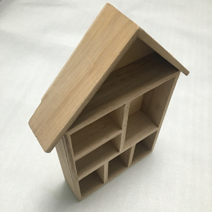 Không Sơn Bằng Gỗ Letterbox Nhà Hình Dạng Thu Nhỏ Bằng Gỗ Hiển Thị Kệ Nhà Búp Bê Showroom Bằng Gỗ Bóng Hộp Với 7 Ngăn - Product Image 4