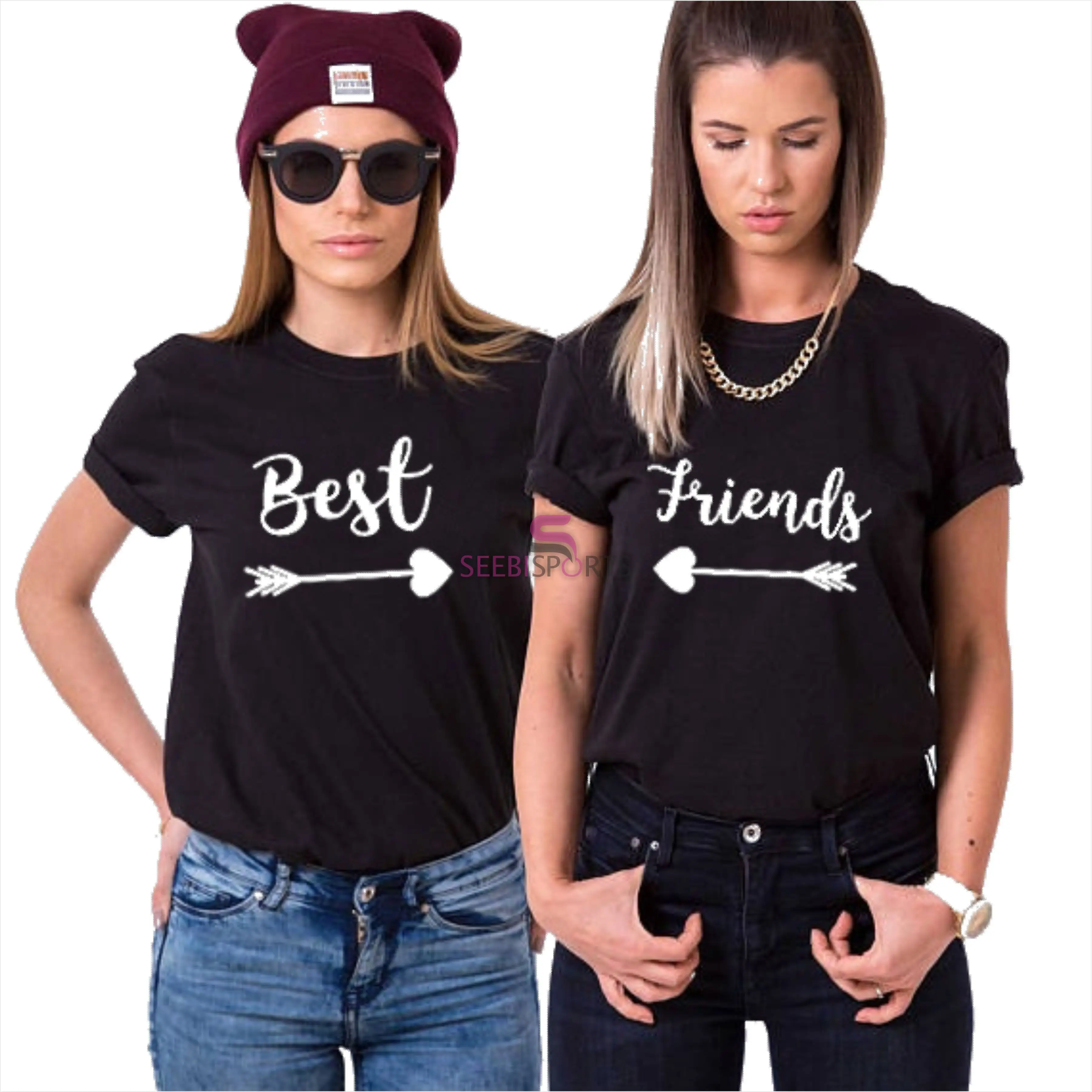 Camiseta impressa de tela para amigos, camisetas grandes