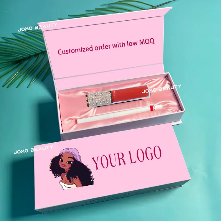 Thương hiệu riêng make up Set với logo in ấn Lip Gloss bao bì Hộp quà tặng mỹ phẩm Lip Sản phẩm đóng gói
