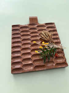 现代装饰木托盘不规则形状盘碟日常使用库存植物图案盘碟 - Product Image 4
