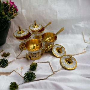 Đức Bạc-Vàng mạ bảng Xe đẩy đặt 4 bát 8 \ "x 8 \" (3 \ "đường kính) cho hôn nhân phục vụ mukwas hạt kẹo vv. - Product Image 1