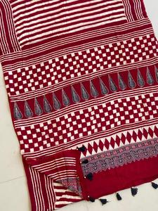 ผ้าส่าหรีไหมพิมพ์ลายแบบบล็อกมือ Saree จากอินเดียเสื้อวิ่งเสร็จผ้าอินเดียวัสดุโมดูลเสื้อผ้าปากีสถาน - Product Image 2