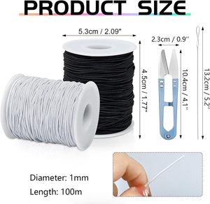 High Temperature Resistant Black White Colorful Drawstring <strong>String</strong> Rubber 1mm Elastic Cord for Jacket Jewelry Making - Product Image 2