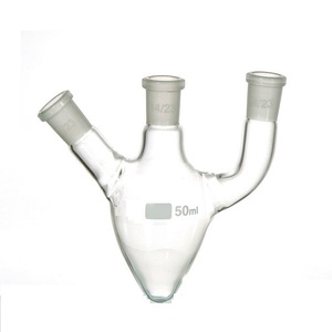 High Quality Lab Boro 3.3 Pear Shape Flask with Three Neck at <strong>One</strong> Centre Necks <strong>One</strong> <strong>Parallel</strong> &amp; Angle Side Neck for Lab - Product Image 5