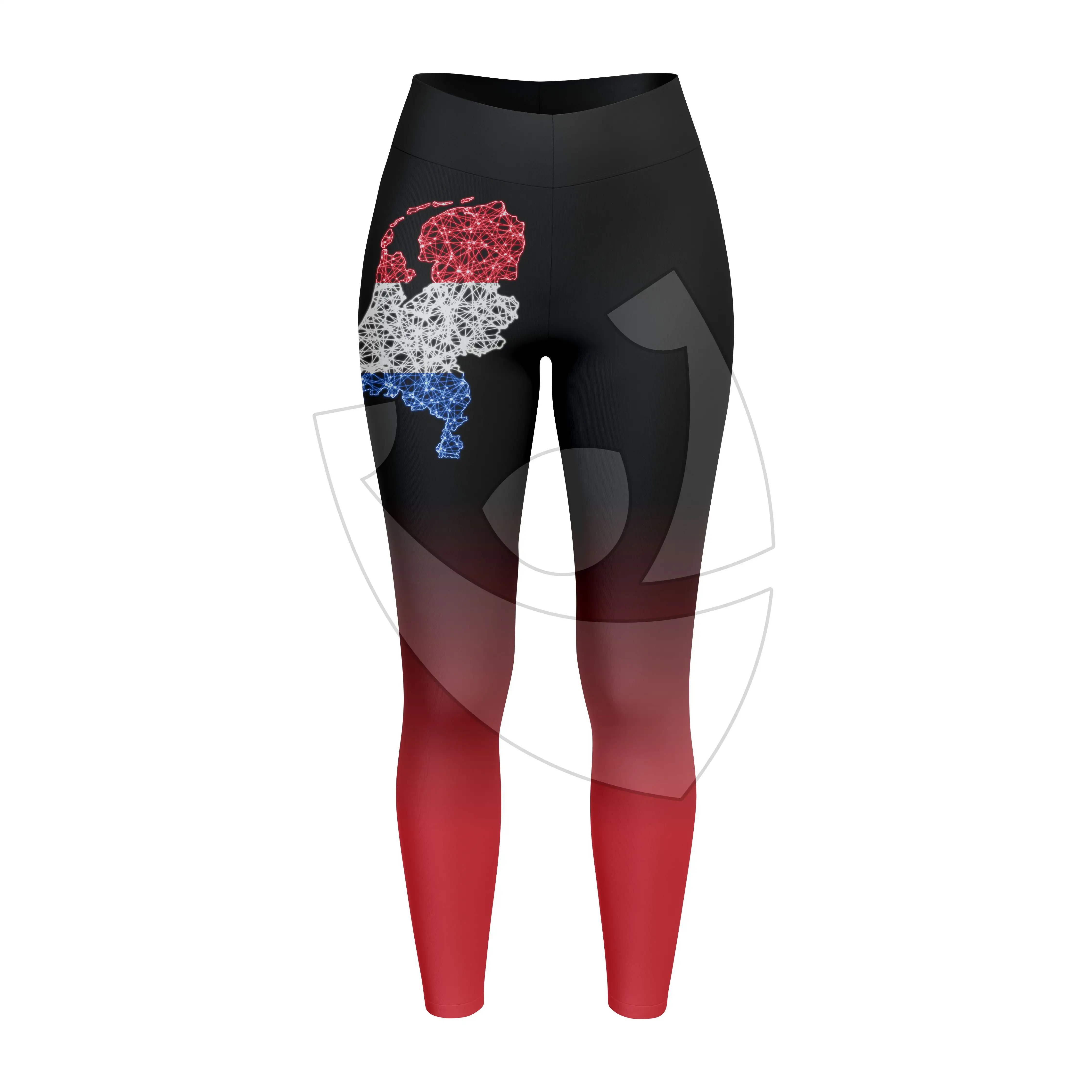 Mulheres de qualidade superior Holanda Bandeira Legging Impressão Soft Gym leggings Sublimação De Cintura Alta mulheres legging Bandeira de impressão personalizada