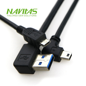 USB A 3.0迷你USB B 5针公90度适配器微型USB公电缆组件 - Product Image 2