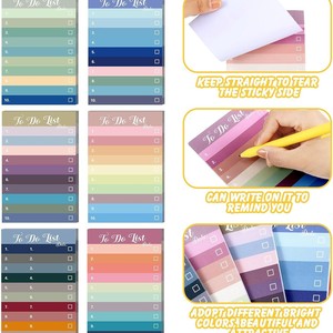Rainbow Color-<strong>Coded</strong> Memo Pads - 6-Color To-Do List Sticky Notes for Task Management &amp; Office - Sticky Notes - Product Image 2
