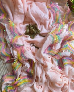 Ethnic Style Rich Super Slab Cotton Fabric with Floral Pattern Multiple Thrade Lace and <strong>Coding</strong> <strong>Sequence</strong> Made of Silk