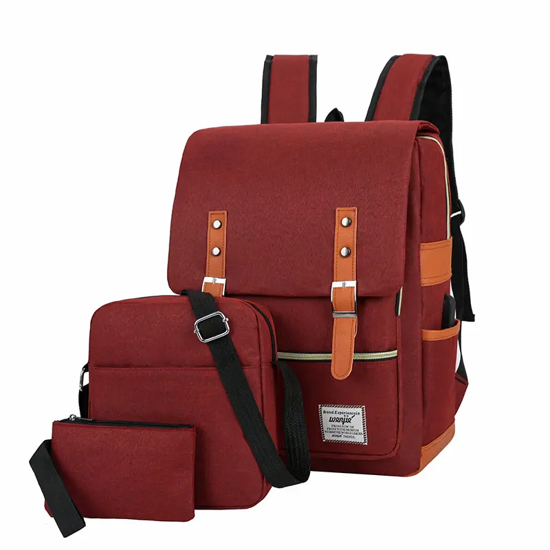 Büyük kapasiteli Unisex seyahat sırt çantaları basit iş bilgisayar çantası USB şarj ile omuz çantaları kapak kapatma sahip