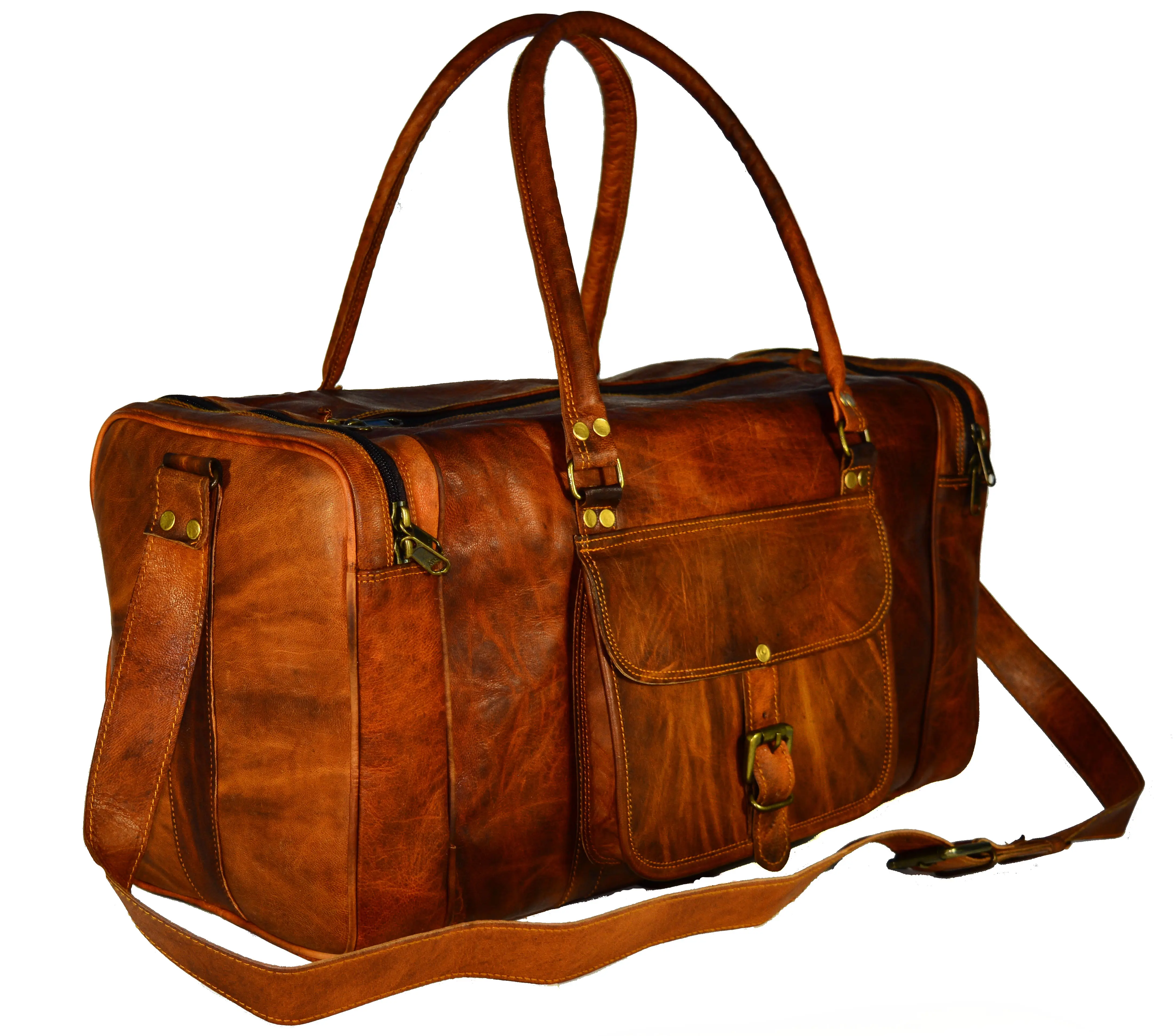 Sacs de sport en cuir véritable vintage Sac de voyage pour hommes et femmes