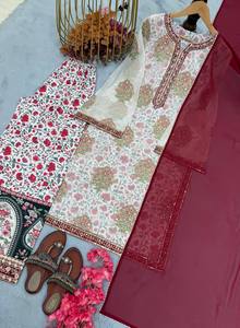 Kadınlar ve kızlar için pantolon ve Dupatta seti ile güzel baskılı Kurti hint Kurti Plazo özel teklif Combo Readymad - Product Image 2