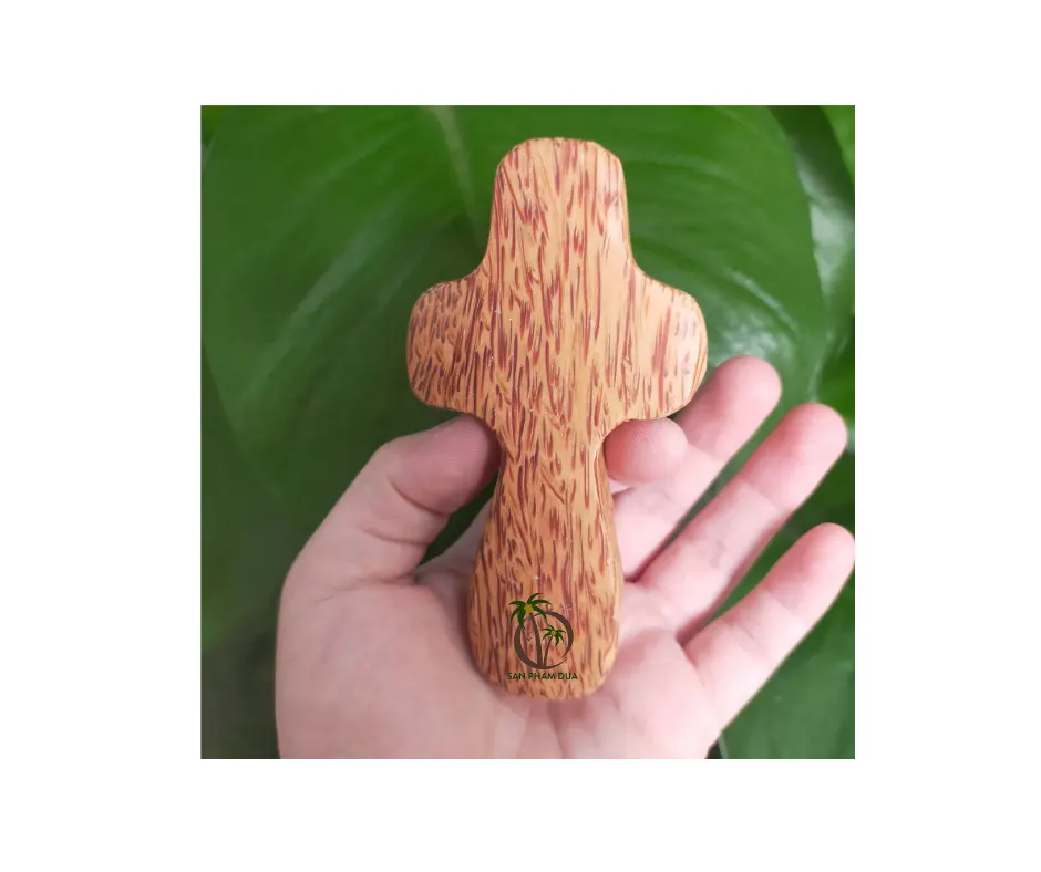 Cruz de madera de coco NATURAL, hecho a mano, SAMAN