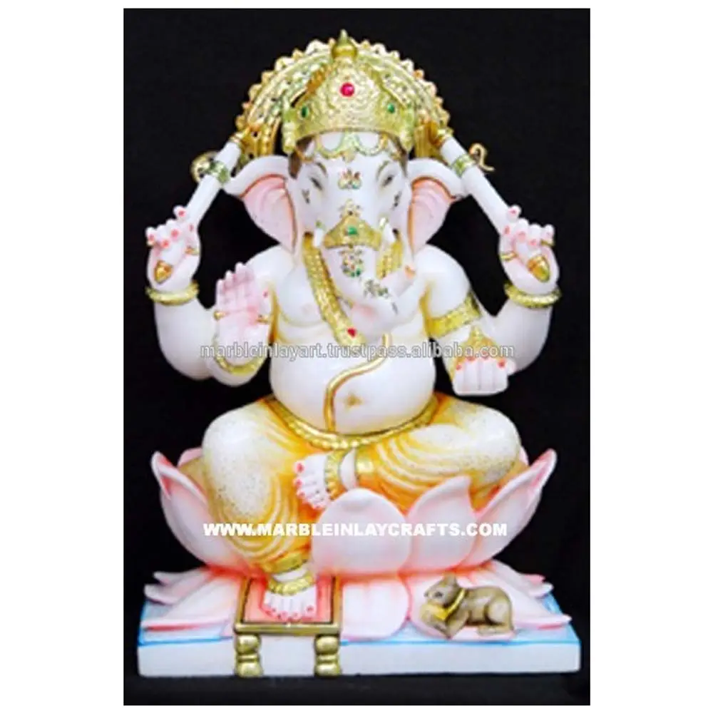 Makrana 대리석 아름다운 Ganesh Moorti 대리석 Ganpati 동상, 백색 대리석 Ganesh Murti, 대리석 Ganesh 우상 순수한 백색 Handmade