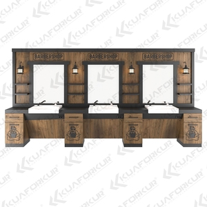 厂家直销批发现代三块理发镜站可定制颜色带Logo沙龙商场用 - Product Image 3