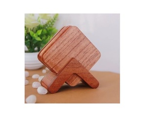 手工定制设计师桌面木质杯垫套装中密度纤维板材料垫和垫低价出售木质杯垫支架 - Product Image 4